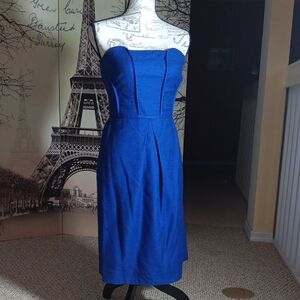 Elegant Strapless Blue Dress